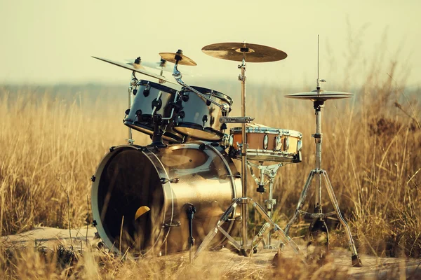 Drum set on fresh air — Stock Photo, Image