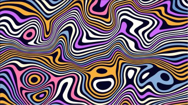 Psikedelik arka plan. Sıvı çizgi etkisi. Dalgalı çok renkli harika duvar kâğıdı. Renkli dalgalı çizgiler.