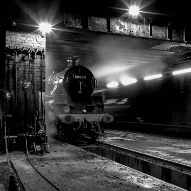 Great Central Demiryolu, Loughborough, Leicestershire, İngiltere, 28 Ocak 2022, British Railways Standard Sınıf 4 2-6-4-T 80080