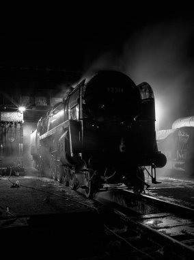 Great Central Railway, Loughborough, Leicestershire, İngiltere, 28 Ocak 2022, BR Standard 9F Steam Locomotive City of Leicester