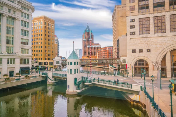 Milwaukee Miasto Śródmieście Panorama Miasta Usa — Zdjęcie stockowe