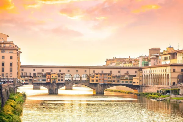 Ponte Vecchio Floransa Şehir Merkezi Toskana Talya Nın Gökyüzü Manzarası — Stok fotoğraf