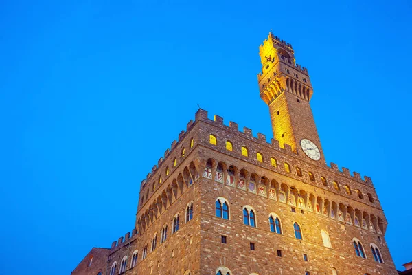 Palazzo Vecchio Centro Florença Cidade Toscana Itália Crepúsculo — Fotografia de Stock