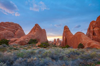 Moab, Utah ABD 'deki Arches Ulusal Parkı' nda manzara