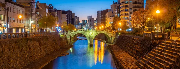 Paisaje Urbano Del Centro Ciudad Nagasaki Con Puente Megane Spectacles —  Fotos de Stock