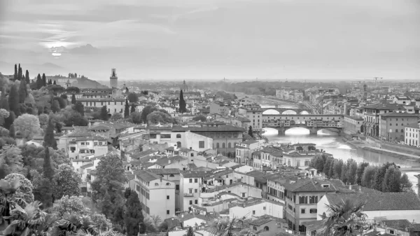 Florence Stad Centrum Skyline Stadsgezicht Van Toscane Italië Bij Zonsondergang — Stockfoto