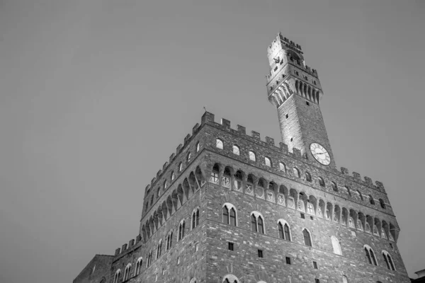 Palazzo Vecchio Nel Centro Firenze Città Toscana Italia Crepuscolo — Foto Stock