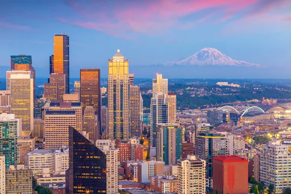 City Downtown Seattle Skyline Cityscape Washington State Usa — стоковое фото