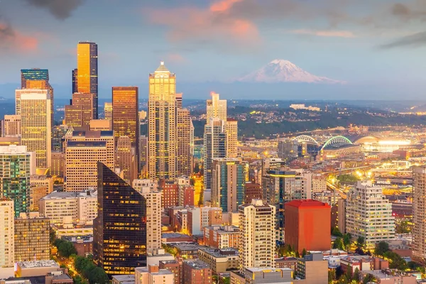 City Downtown Seattle Skyline Cityscape Washington State Usa — стоковое фото