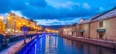 Otaru şehri, Japonya kanalı ve tarihi depo, Sapporo Hokkaido Japonya