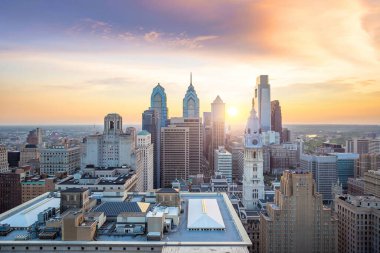 Philadelphia, Pennsylvania, ABD 'de şehir merkezi silueti 