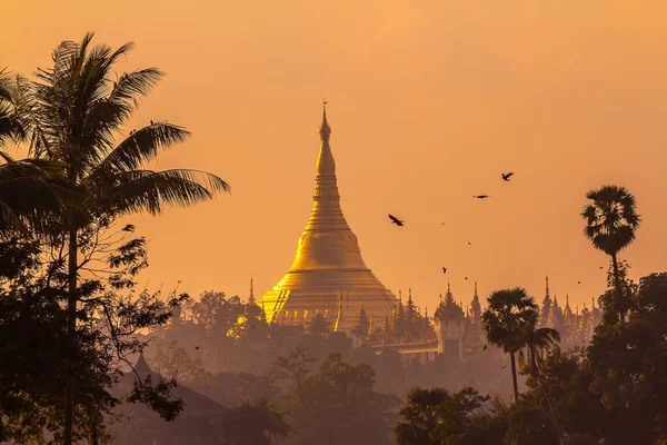 Shwedagon Pagode Bei Sonnenuntergang Die Goldene Pagode Rangun Myanmar — Stockfoto