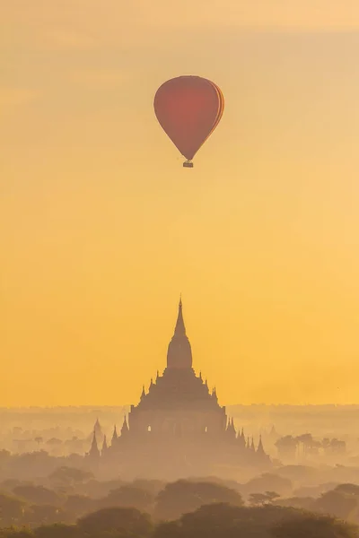 Bagan Stad Centrum Skyline Stadsbilden Myanmar Vid Solnedgången — Stockfoto