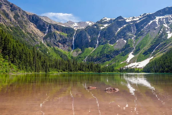 Vistas Panorámicas Montaña Lago Avalancha Parque Nacional Glaciar Montana Usa — Foto de Stock