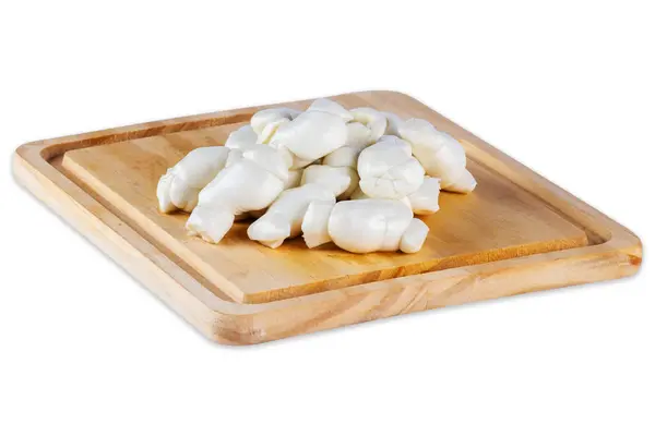 Büffelmozzarella Auf Holzschneidebrett Auf Weißem Hintergrund — Stockfoto