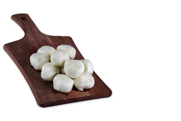 Büffelmozzarella Auf Holzschneidebrett Auf Weißem Hintergrund — Stockfoto