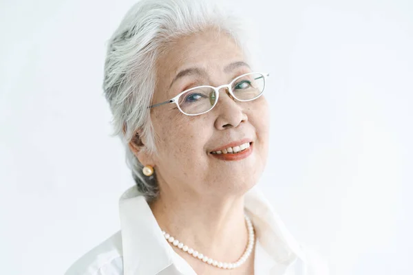 Retrato Mujer Anciana Asiática Pelo Blanco —  Fotos de Stock