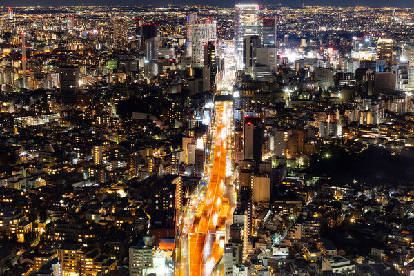 Tokyo Shuto Expressway at night in Japan