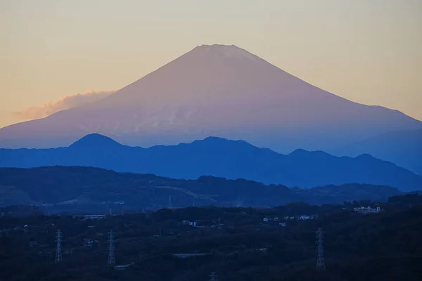 Vista Noturna Monte Fuji Shonandaira — Fotografia de Stock