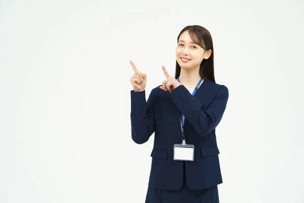 Młody Azji Biznes Kobieta Wskazując Pozę — Zdjęcie stockowe
