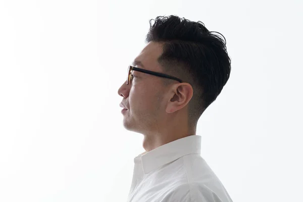 Asian Man Serious Face Wearing Glasses — ストック写真