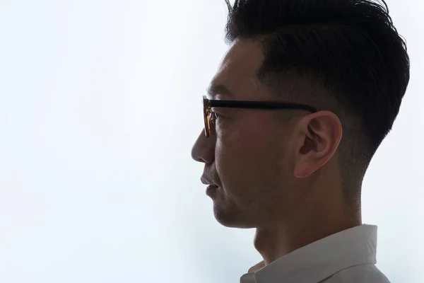 Asian Man Serious Face Wearing Glasses — ストック写真