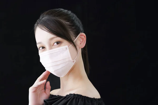 Woman Wearing Mask Color Close Skin Color — Stock Photo, Image