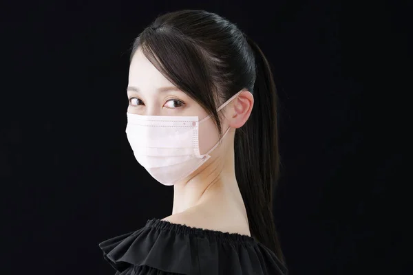 Woman Wearing Mask Color Close Skin Color — стоковое фото