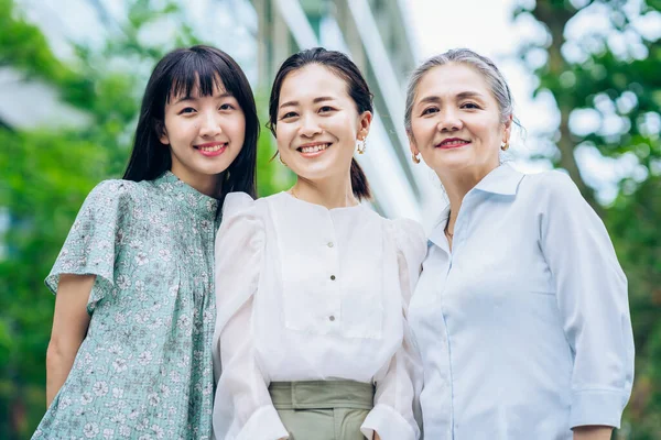 Three Women Different Generations Outdoors — Stok fotoğraf