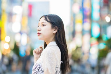 Portrait of a young woman in downtown