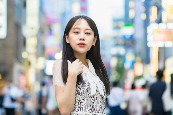 Portrait Young Woman Downtown — 스톡 사진