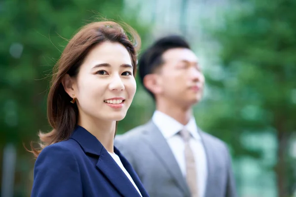 Asian Business Man Woman Business Street — Foto Stock