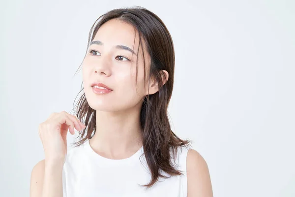 Retrato Mujer Joven Asiática Fondo Blanco —  Fotos de Stock