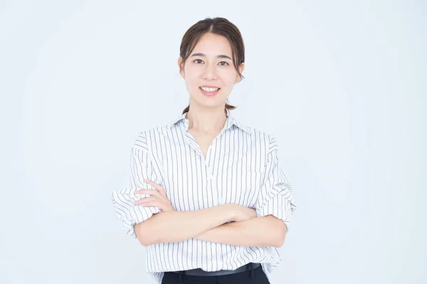 Asiatische Geschäftsfrau Und Weißen Hintergrund — Stockfoto