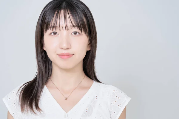 Retrato Mujer Joven Asiática Fondo Blanco —  Fotos de Stock
