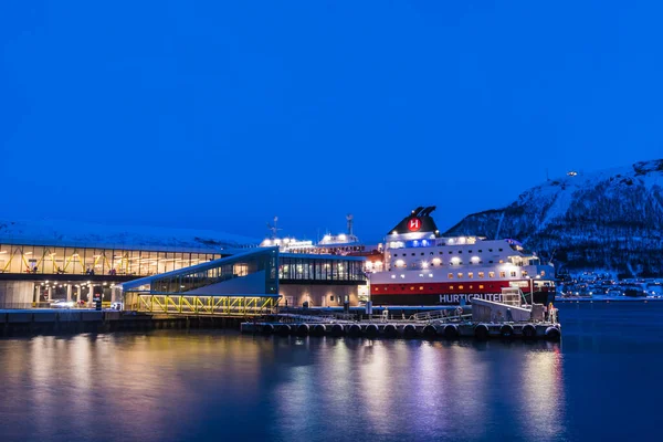 Tromso Norway March 2022 Pier Hurtigruten Ships Hurtigruten English Express — стокове фото