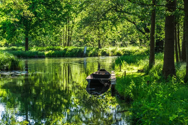 Water Canal Spreewald Biosphere Reserve Brandenburg Germany One Typical Wooden — Stockfoto