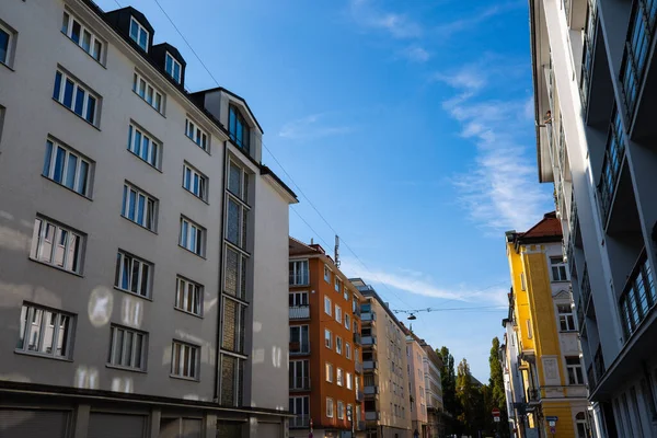 Fila Casas Munich Edificios Renovados Schwabing Edificio Nuevo Edificio Antiguo — Foto de Stock