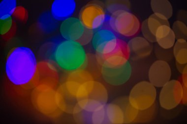 Arkaplan olarak renkli ışıklar, bokeh, Noel için şenlikli arka plan, Yeni Yıl