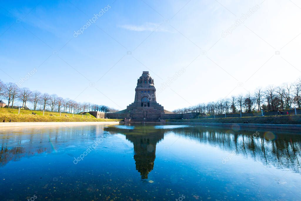 Monument to the Battle of the Nations in Leipzig, blue sky