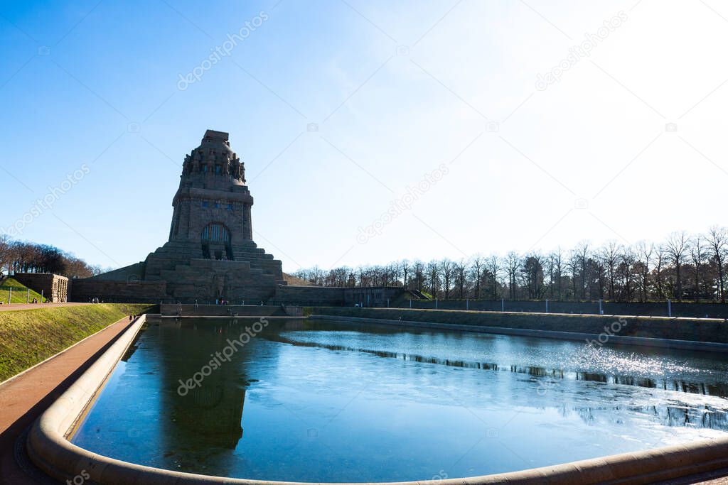 Monument to the Battle of the Nations in Leipzig, blue sky