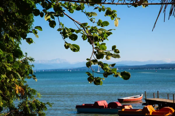 Ammersee Летнее Время Педали Лодки Пароход — стоковое фото