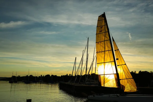 Sailing Boats Osailing Boats Ammersee Sunsetn Ammersee Sunset — Stockfoto