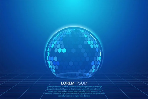 Dome Shield Geometrische Vektordarstellung Auf Blauem Hintergrund Vektorgrafiken