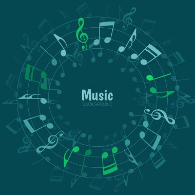 Abstract music notes on line wave background