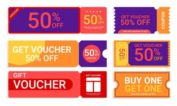 Multicolor Coupon Sale Label Tag Collection — Stock Vector