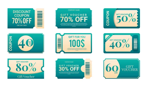 Set Template Coupon Vector Illustration — Stock Vector