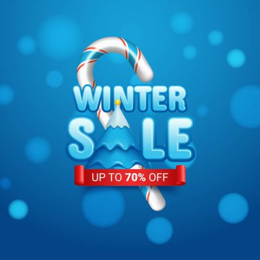 Winter sale with discount text and snow elements