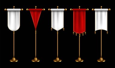 Empty 3D Pennant Blank. Vector Illustration