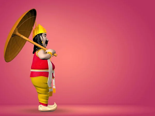 Цар Махабалі Традиційному Фоні Фестивалю Онам Зображає Культуру Керала Південна — стокове фото